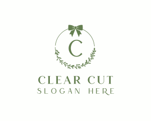 Ribbon Leaf Wreath  logo design