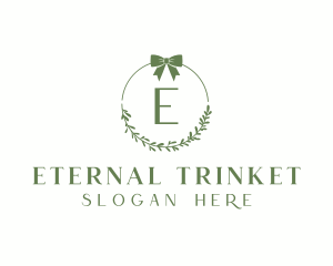 Ribbon Leaf Wreath  logo design