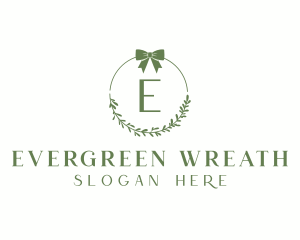 Ribbon Leaf Wreath  logo design