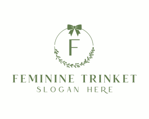 Ribbon Leaf Wreath  logo design