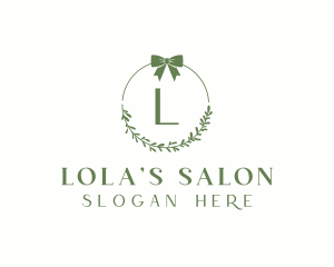 Ribbon Leaf Wreath  logo design