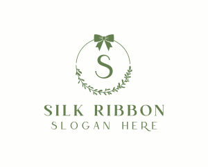 Ribbon Leaf Wreath  logo design