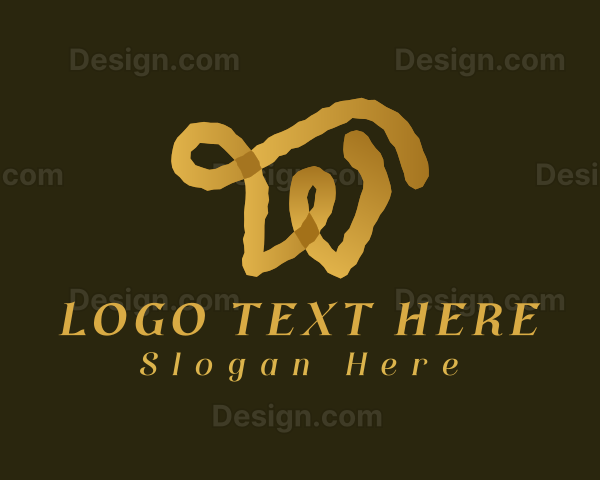 Gold Ink Letter W Logo