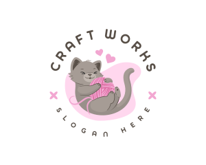 Craft Yarn Cat logo design