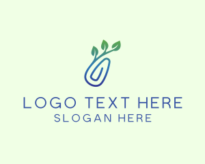 Gradient Eco Paper Clip logo design