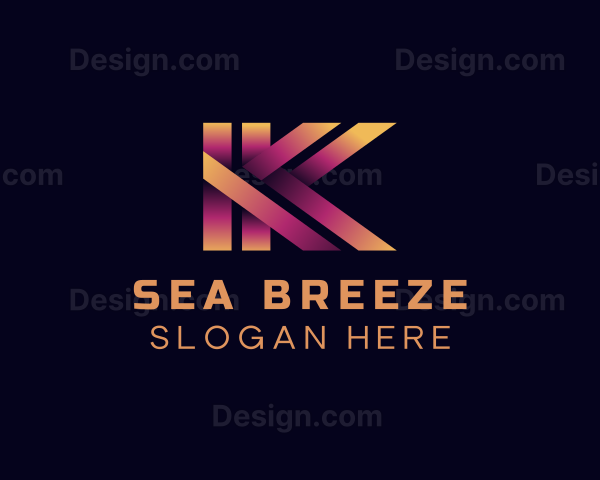 Digital Folding Gradient Letter K Logo