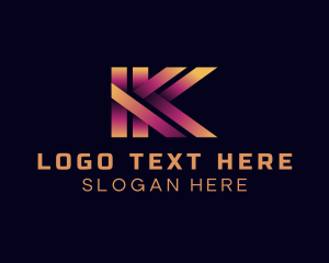 Digital Folding Gradient Letter K logo