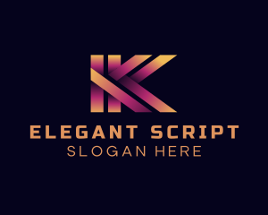 Digital Folding Gradient Letter K Logo