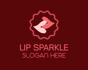 Heart Kissing Lips  logo design