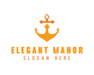 Orange Anchor Crown logo design