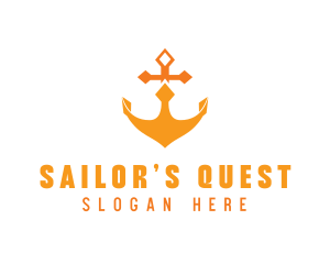 Orange Anchor Crown logo design