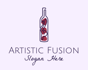 Artistic Wine Bottle logo design