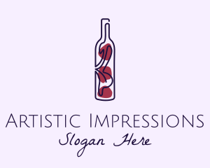 Artistic Wine Bottle logo design