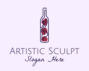 Artistic Wine Bottle logo design