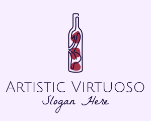 Artistic Wine Bottle logo design