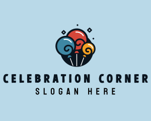 Swirl Party Balloon logo design