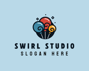 Swirl Party Balloon logo design