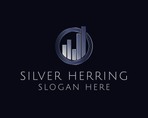 Silver Bar Graph Statistics logo design