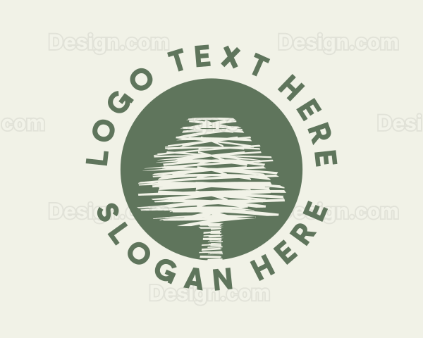 Scribble Tree Nature Logo