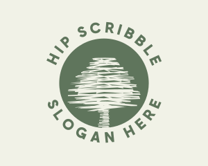 Scribble Tree Nature logo design