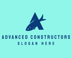 Blue Fish Letter A logo design