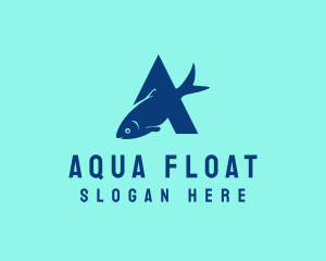 Blue Fish Letter A logo design