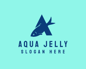 Blue Fish Letter A logo design