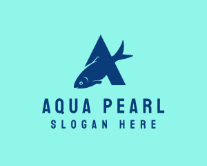 Blue Fish Letter A logo design