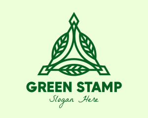 Green Triangle Leaves  logo design