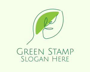 Green Leaf Line Art logo design