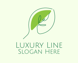 Green Leaf Line Art logo design