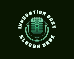 Podcast Media Microphone logo design