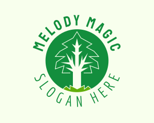 Circle Green Tree Emblem  Logo