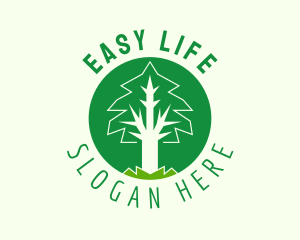 Circle Green Tree Emblem  logo design