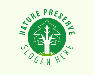 Circle Green Tree Emblem  logo design