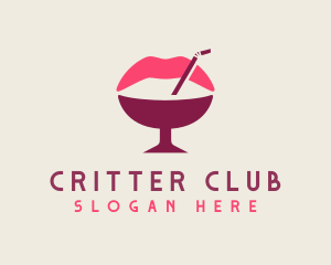 Lip Cocktail Straw logo design