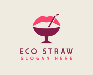 Lip Cocktail Straw logo design