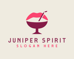 Lip Cocktail Straw logo design