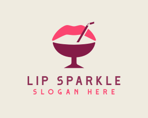 Lip Cocktail Straw logo design