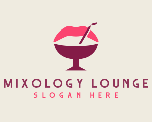 Lip Cocktail Straw logo design