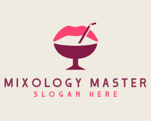 Lip Cocktail Straw logo design