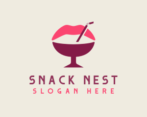 Lip Cocktail Straw logo design