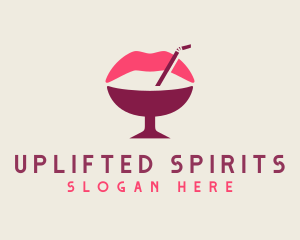 Lip Cocktail Straw logo design