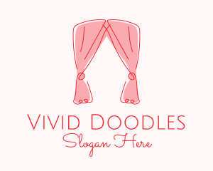 Pink Curtain Drapes logo design