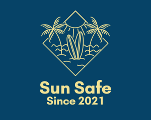 Surfboard Surf Tropical Beach Sun logo design