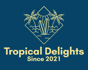 Surfboard Surf Tropical Beach Sun logo design