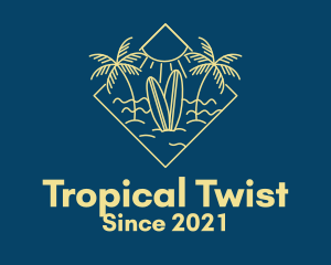 Surfboard Surf Tropical Beach Sun logo design