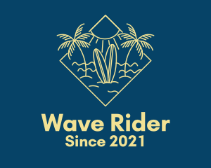 Surfboard Surf Tropical Beach Sun logo design