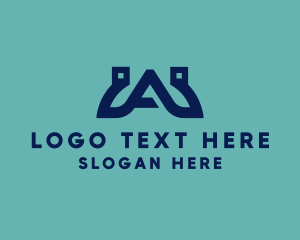 Blue Tech Letter A logo