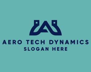 Blue Tech Letter A logo design